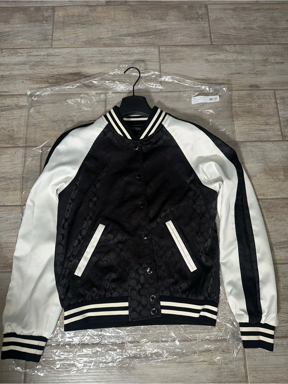 Coach Black and White Signature Varsity Bomber Jacket REVERSIBLE 🖤🤍